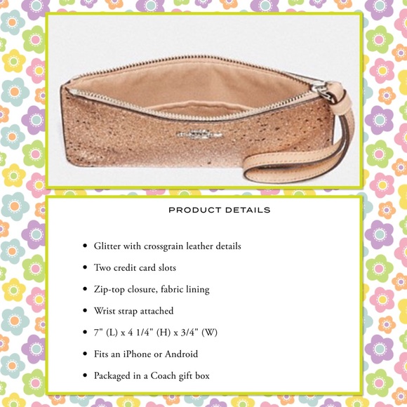 Authentic Coach gold star glitter medium wristlet - Picture 3 of 3